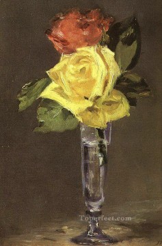 Rosas en copa de champán Eduard Manet Impresionismo Flores Pinturas al óleo
